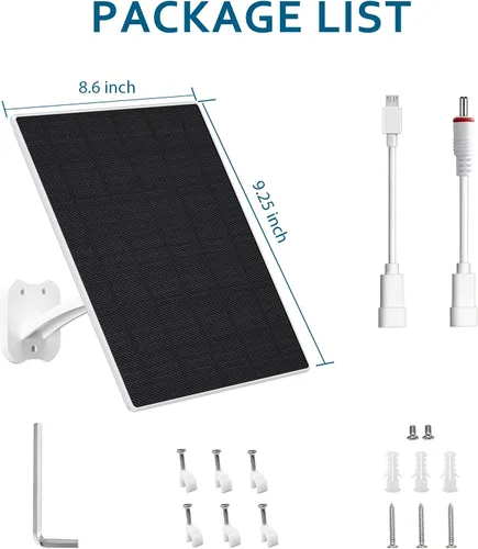 Miniatura 2 de Zivif Panel Solar de 8W para Cámaras de Seguridad, Cargador de Panel Solar para Cámara con Cable USB-C, DC 5.5x2.1mm y Puerto Micro USB, Resistente