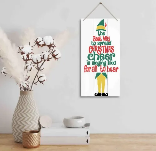 Miniatura 2 de La mejor manera de difundir la alegría navideña, arte de pared de temporada de invierno, letrero de madera para colgar en la pared, decoración