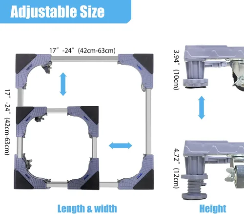 Miniatura 2 de YOOGAA Mini soporte universal para nevera, base elevada, ajustable, pedestal para lavadora, bases multifuncionales para muebles con 4 ruedas de 4