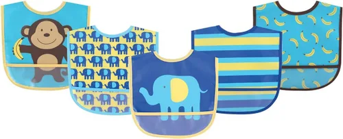Miniatura 13 de Luvable Friends Baberos PEVA impermeables unisex para bebés Flamenco
