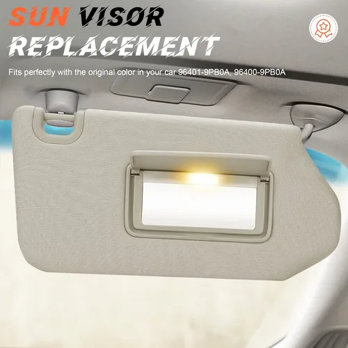 Miniatura 3 de Visera solar de reemplazo para conductor izquierdo y pasajero derecho color beige compatible con Nissan Pathfinder 2013-2018, Infiniti QX60
