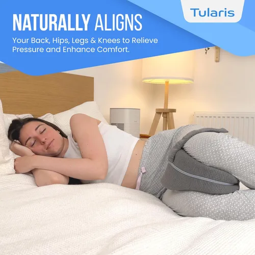 Miniatura 2 de TULARIS Paquete de almohada de rodilla para personas que duermen de lado, 1 gris y 1 blanca, soporte ortopédico de piernas para personas que duermen