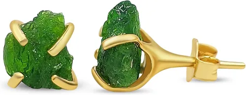 Miniatura 46 de Aretes de piedra preciosa natural en bruto con oro amarillo sobre plata de ley 925, 6 a 0.276 in, regalo de piedra de nacimiento de calidad genuina