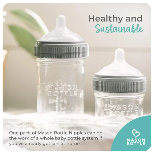 Miniatura 7 de Mason Bottle Tetinas de flujo rápido (más de 6 meses) – Tetinas de silicona para biberón, se adapta a cualquier tarro Mason de boca regular