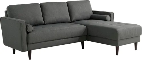 Miniatura 5 de Studio Living® Lexington Sofá Chaise de 83.1 pulgadas, moderno de mediados de siglo, comodidad de resortes ensacados, chaise reversible, fácil Gris
