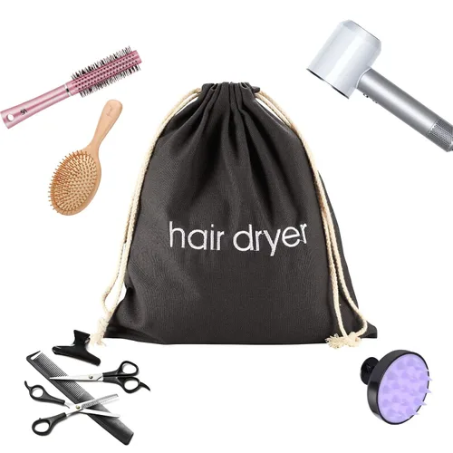 Miniatura 4 de Bolsas para secador de pelo con cordón, bolsa para viaje, para guardar las cosas del baño (gris)