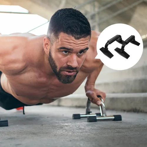 Miniatura 5 de 2pcs barras de flexiones en forma de H soportes de flexión de acero muscular equipo de fitness para el hogar brazo entrenamiento de fuerza