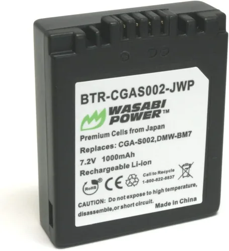 Wasabi Power Batería para Panasonic CGA-S002, CGA-S002A, CGA-S002E, DMW-BM7 y Lumix DMC-FZ1, DMC-FZ2, DMC-FZ3, DMC-FZ4, DMC-FZ5, DMC-FZ10, DMC-FZ15,