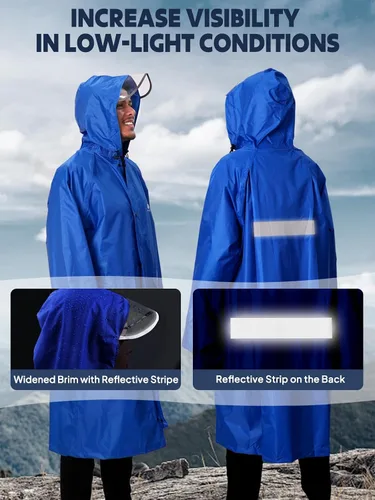 Miniatura 20 de Anyoo Poncho de lluvia con capucha, impermeable, ligero, para hombres, mujeres y adultos, con bolsillo para senderismo, camping, actividades al aire