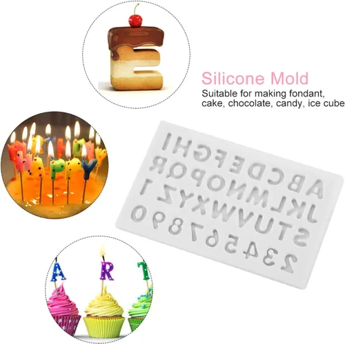 Miniatura 4 de Moldes de silicona con forma de letras, herramienta de decoración, rosa, gris, molde del alfabeto para pastel, fondant, chocolate (gris)