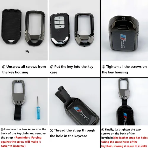 Miniatura 48 de Funda para llavero BMW con llavero, fibra de carbono real, protección de aleación de zinc, compatible con BMW 1 3 4 5 6 7 Series X1 X3 X4 M5 M6 GT3