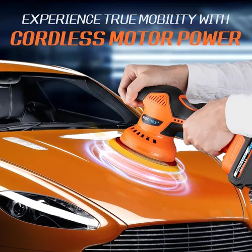 Miniatura 6 de Pulidora inalámbrica de automóvil con 2 baterías de 2000 mAh, 21 V, kit de pulidora y enceradora de 6 pulgadas, con 18 accesorios adicionales y 6