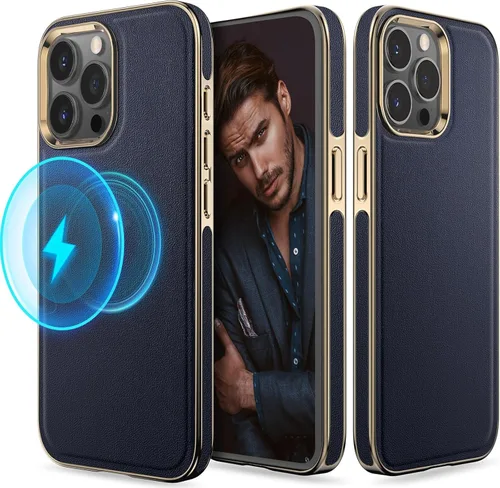 Miniatura 23 de LOHASIC Funda de cuero para iPhone 17 Pro, compatible con MagSafe Professional Business Style Funda protectora de piel sintética de primera calidad
