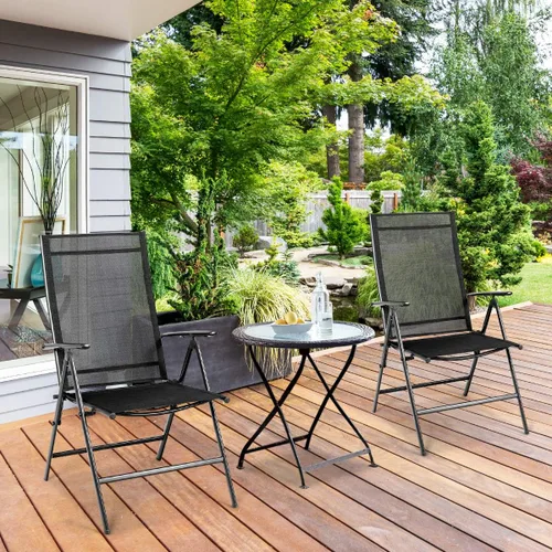 Miniatura 2 de Giantex Juego de 2 sillas de comedor para patio, sillas plegables para exteriores, sillas de camping portátiles con tela transpirable, sillas