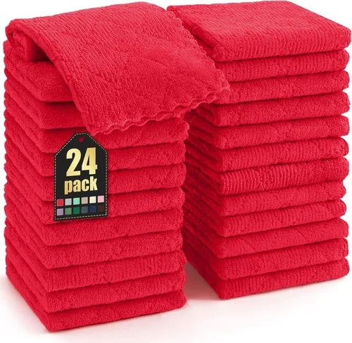 Miniatura 74 de Homaxy - Paquete de 12 trapos de cocina (10 x 10 pulgadas, morado), de terciopelo coral, supersuaves y absorbentes, de secado rápido, paño