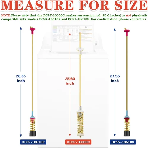 Miniatura 5 de WA45M7050AW/A4 WA456DRHDWR/AA WA50R5200AW/US WA50R5400AV/US WA456DRHDSU/AA Barras de suspensión para lavadora, 25.6 pulgadas aptas para lavadora