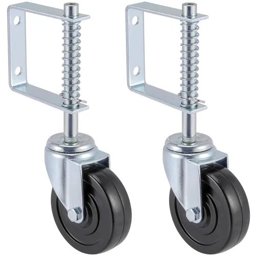 Paquete de 2 ruedas giratorias de 4 pulgadas con resorte de alta resistencia, capacidad de carga de 250 a 500 libras, para puerta de madera, tubo de