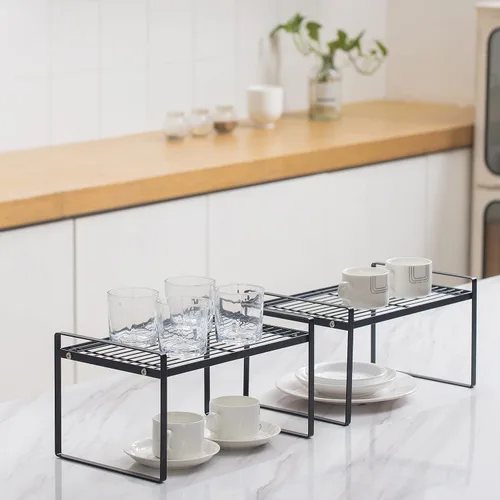 Miniatura 2 de Shantton Paquete de 2 estantes de gabinete de cocina, estante organizador de despensa, baño, dormitorio, oficina, mesa, escritorio, ahorro