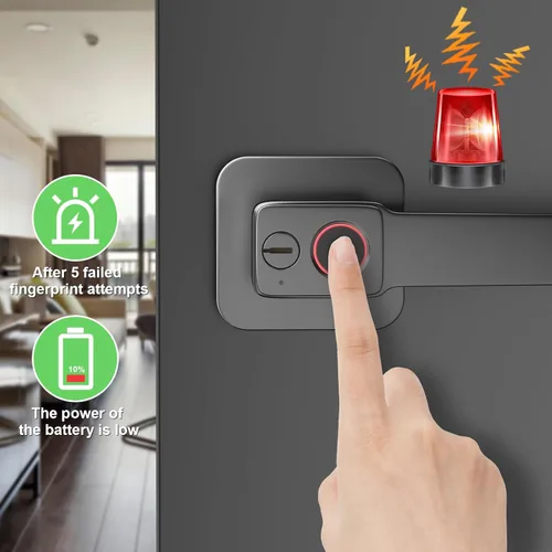 Miniatura 5 de FITNATE Cerradura de puerta de huellas dactilares con control de aplicación, cerradura de puerta de entrada sin llave con asa, perilla de puerta