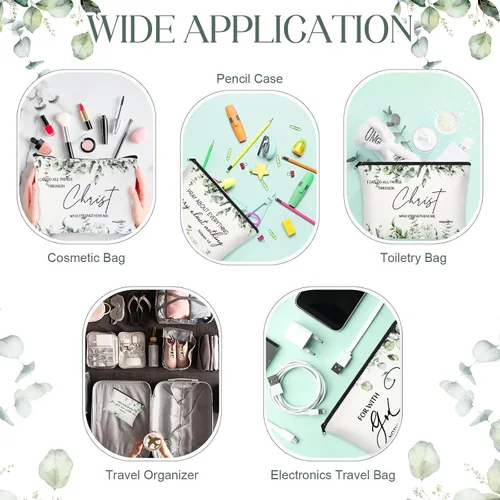 Miniatura 7 de Saintrygo 4 piezas de regalos inspiradores de Pascua cristiana para mujeres, estuche para lápices de la Biblia cristiana, bolsas de maquillaje