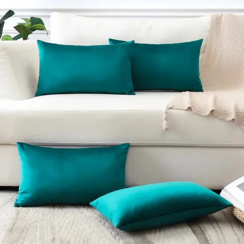 OTOSTAR Juego de 4 fundas de almohada decorativas de terciopelo suave, fundas de cojín lumbares sólidas, fundas de cojín lujosas para sofá,