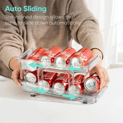 Miniatura 3 de VUSIGN Organizador de latas de soda expandible, paquete de 2, dispensador de latas de ancho ajustable para refrigerador de 6.1 a 9.38 pulgadas