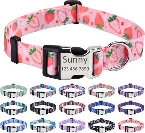 Miniatura 6 de Collares de perro personalizados Mihqy, collar de perro personalizado con nombre y número de teléfono, múltiples patrones y 4 tamaños, collar