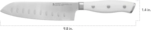 Miniatura 4 de HENCKELS Cuchillo Santoku con borde hueco ultra afilado forjado, 5 pulgadas, mango blanco, ingeniería alemana informada por más de 100 años