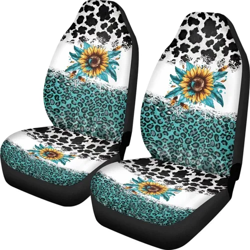 Miniatura 40 de INSTANTARTS Fundas de asiento de coche con diseño de dalia estética, solo para asientos delanteros, protector de asiento de vehículo, 2 unids/set