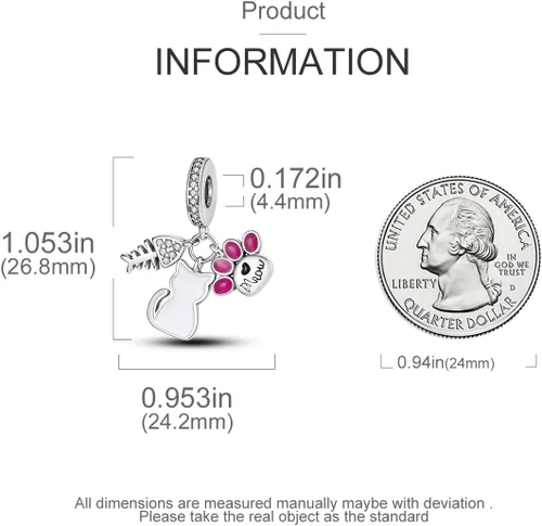 Miniatura 4 de MULA Dijes de plata de ley 925 para pulseras y collares, dijes colgantes para bolsos, cuentas de gato y tortuga, joyería linda para mujeres