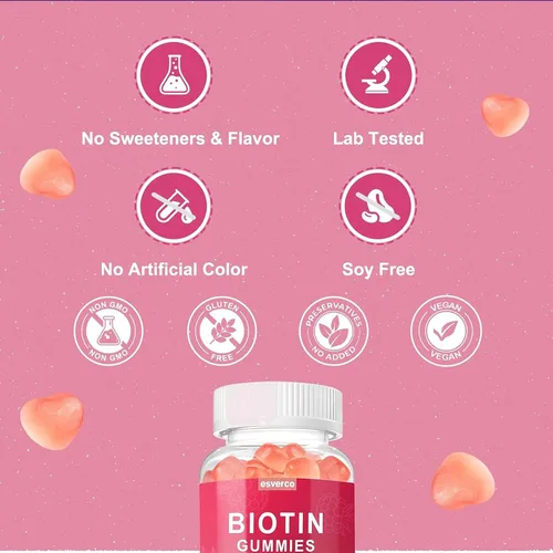 Miniatura 3 de Biotin - Gomitas de colágeno de queratina de 10000 mcg, suplementos para el cabello, uñas, vitaminas diarias para el crecimiento de las uñas
