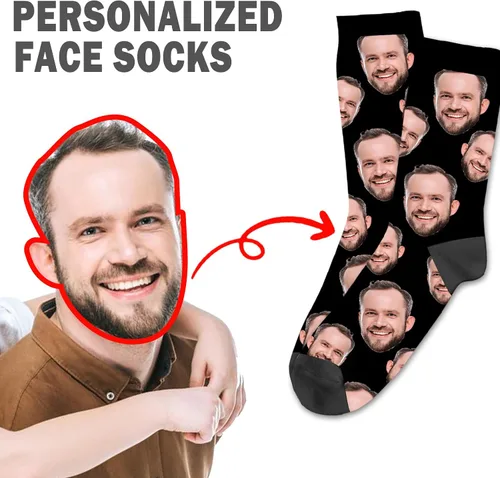 Miniatura 32 de Yofair Calcetines personalizados con foto – Calcetines divertidos personalizados con imagen – Regalos de Navidad personalizados para hombres