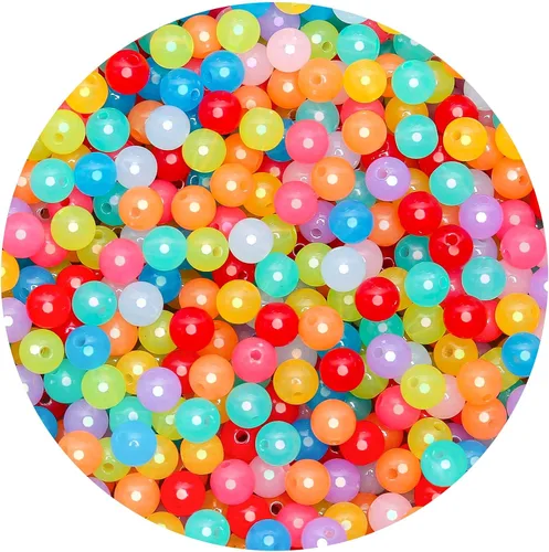 Miniatura 53 de BONNY BOXX 2000 piezas 4 mm cuentas redondas de acrílico de zafiro suave, bolas de plástico de chicle de burbujas, cuentas gruesas de bolas