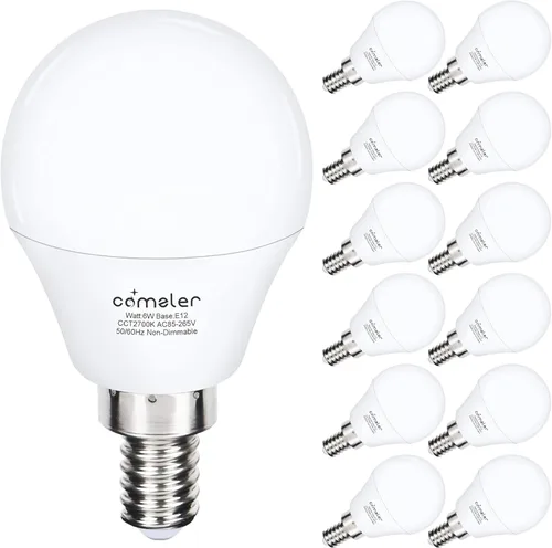 Miniatura 10 de comzler - Bombillas LED para ventilador de techo, bombillas de candelabro - Equivalente a 60 W, 4000 K, luz blanca fría, base E12 de candelabro