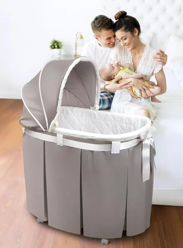 Miniatura 9 de Moisés oval Badger Basket Wishes, con falda completa, gris