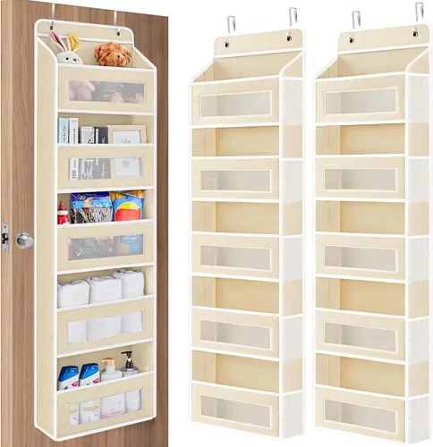 Miniatura 10 de JARLINK Organizador de almacenamiento sobre la puerta, organizador de puerta colgante de 5 estantes con 5 bolsillos de gran capacidad, anti