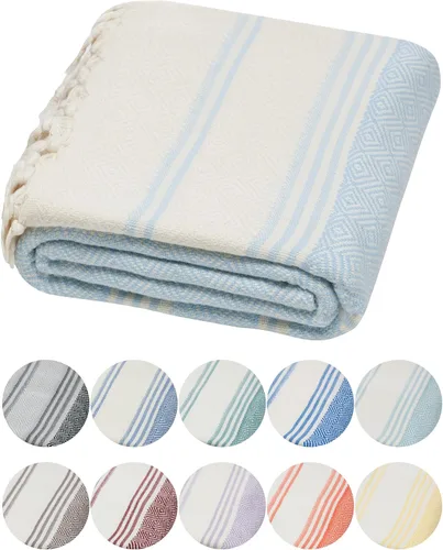 Miniatura 29 de DEMMEX Organic Diamond - Toalla turca de baño y playa 100% algodón turco certificado Oeko-TEX, ultra suave, de secado rápido, ligera, toalla