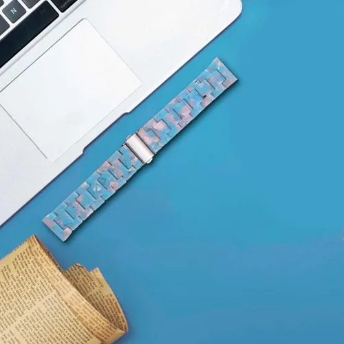Miniatura 5 de Pulsera de resina compatible con Fitbit Versa 2/Versa Lite/Versa Band para mujer, correa de pulsera de repuesto de metal con hebilla de acero
