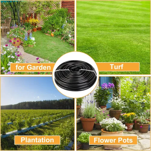 Miniatura 6 de Tubo de riego de 1/2 pulgada 50 pies, sistema de riego por goteo rígido PE para jardín, (0.52 ″ ID X 0.60 ″ OD) Línea de goteo negra, riego