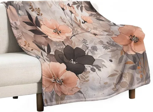 Miniatura 28 de Manta decorativa moderna de flores de acuarela, manta floral de primavera y verano, manta de 30 x 40 pulgadas, súper suave y acogedora para sofá