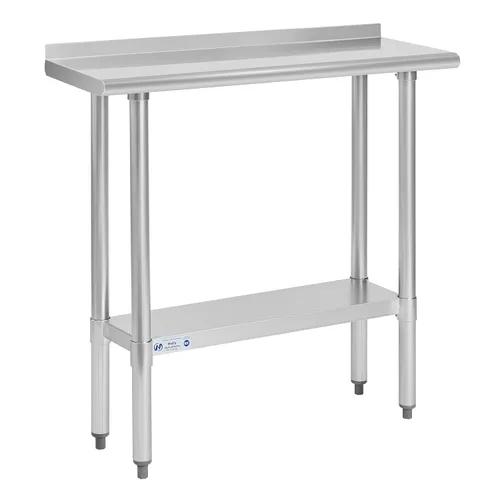 Miniatura 49 de Mesa de acero inoxidable para preparación y trabajo, con ruedas giratorias, mesa resistente, comercial NSF, con estante inferior y protector
