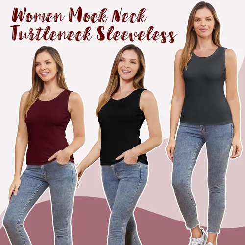 Miniatura 4 de 3 piezas de camisetas térmicas sin mangas para mujer, ropa interior de forro polar, suave, sin mangas, chaleco de capa base cálida