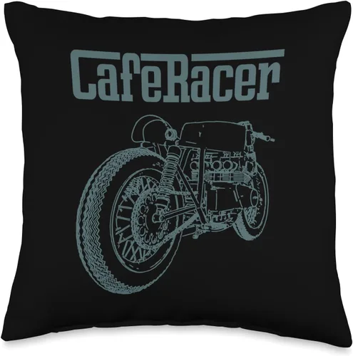 American Cafe Racer Motorcycle Apparel and Merch Cafe Racer Biker Men Women Adult Teens Boys Girls Kids Youth Throw Pillow, 16x16, Multicolor