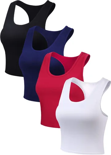 Miniatura 5 de Boao 4 camisetas básicas sin mangas de espalda cruzada para mujer