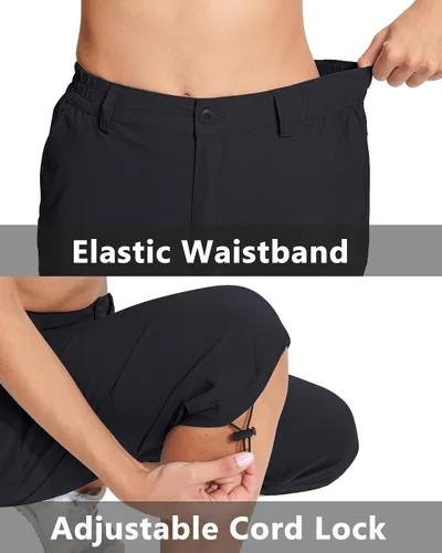 Miniatura 4 de MAGCOMSEN - Pantalones de senderismo para mujer, tipo capri y cargo, ligeros, elásticos, resistentes al agua, con 5 bolsillos para exterior