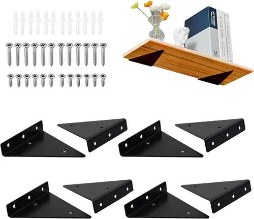 Miniatura 11 de 4 paquetes de soportes flotantes para estantes pequeños de 4 x 3 pulgadas, soporte de estante flotante de 4 pulgadas, soportes de estantes