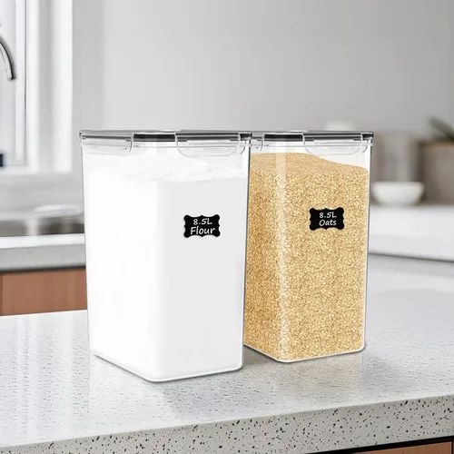 Miniatura 3 de 2 unidades de contenedores de almacenamiento de harina y azúcar (8.5L 287 Oz) Contenedores de almacenamiento de alimentos extra grandes con tapas