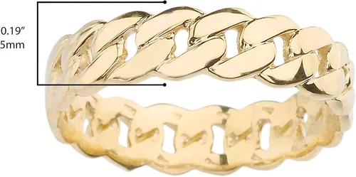 Miniatura 3 de Cadena de eslabones cubanos de oro amarillo de 14 quilates de 0.197in de ancho, moda celta o anillo de boda