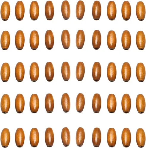 Miniatura 20 de 500 cuentas de madera ovaladas de 6 x 8mm, pequeñas cuentas espaciadoras de madera marrones con forma de grano de arroz, cuentas sueltas de madera