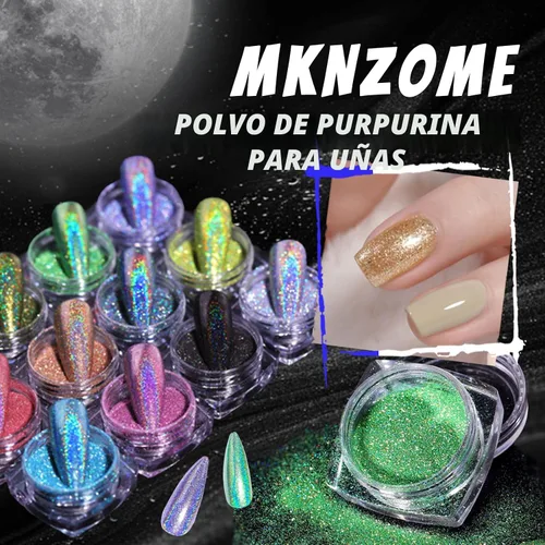 Miniatura 9 de 12 Frascos de Polvo Holográfico para Uñas, Kit de Polvo Cromado para Uñas Negro Azul Conjunto de Polvo de Purpurina Ultra Fino, Pigmento Neón
